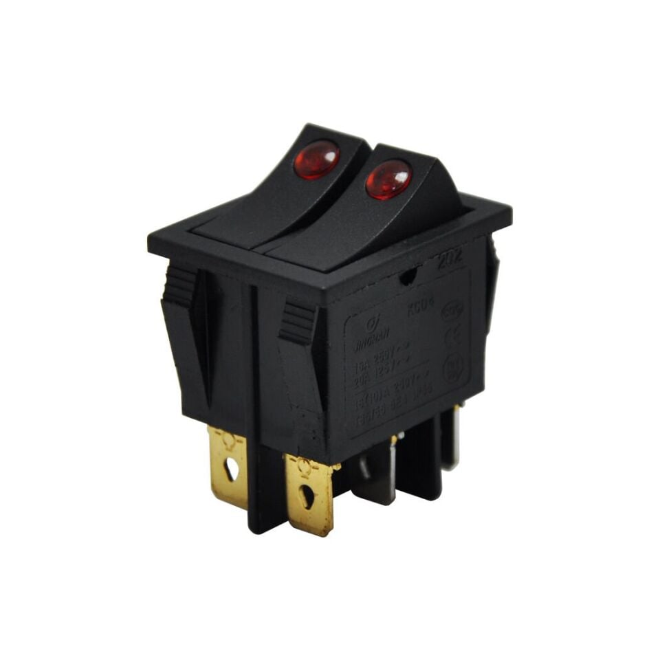 İkili Anahtar Nokta Işıklı Kırmızı On-Off (220V) 6Pin