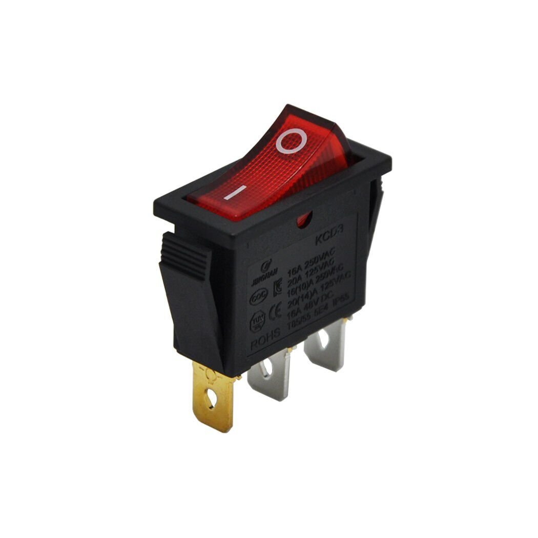 Tekli Dar Anahtar Işıklı Kırmızı On-Off (220V) 2Pin