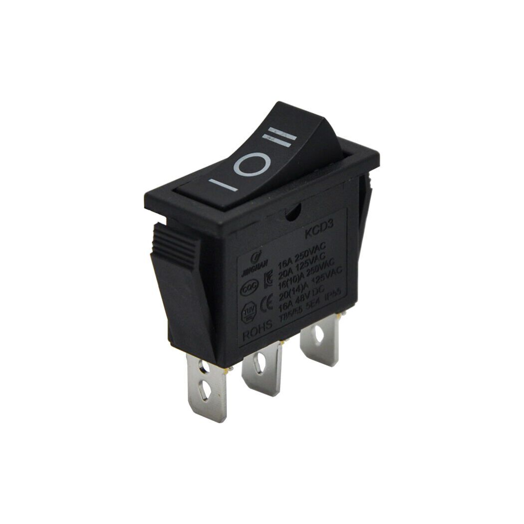 Tekli Dar Anahtar Işıksız Siyah On-Off-On 3Pin