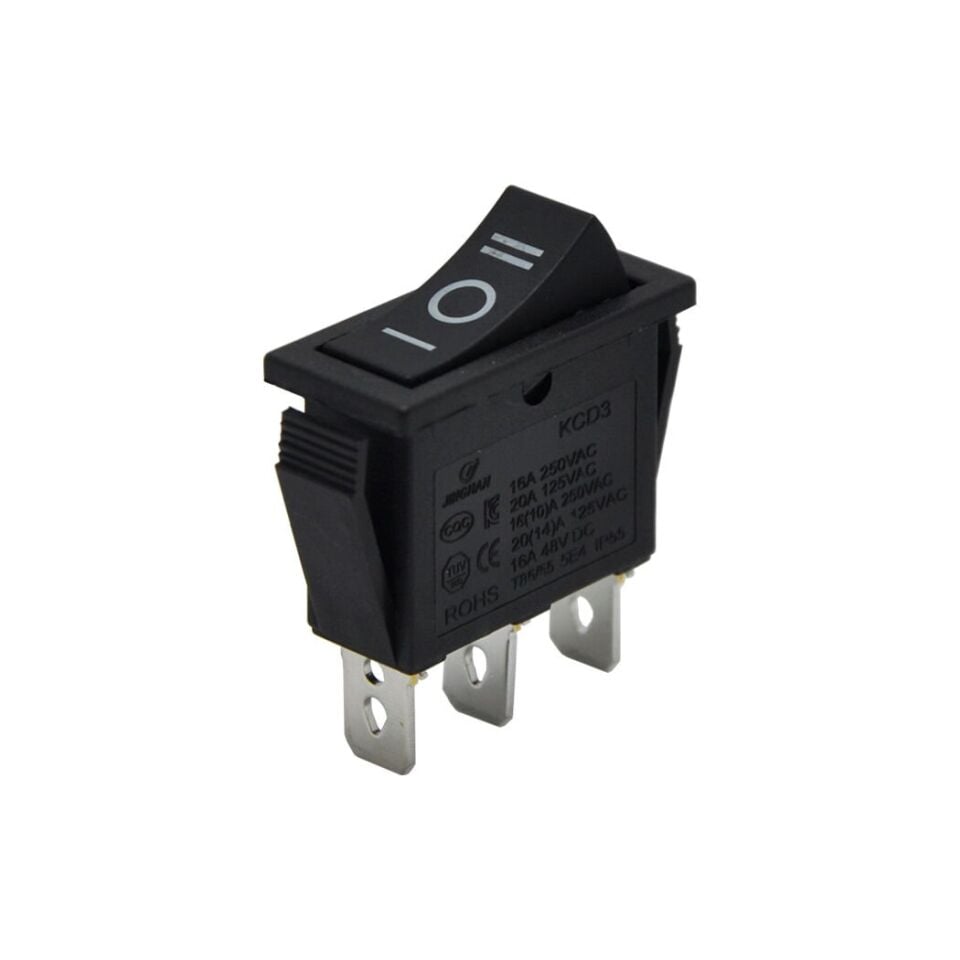 Tekli Dar Anahtar Işıksız Siyah On-Off-On 3Pin