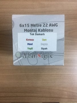 MONTAJ KABLOSU RULO- 22AWG-6X15MT TEK DAMAR