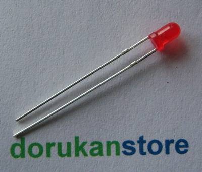 3mm 100-200mcd 60° Kırmızı LED (3AR4UD RoHS) 250 Adet (0.016 USD)
