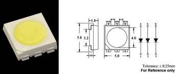 72 ADET  5050 Case SMD Beyaz LED 4000-7000mcd; 120°